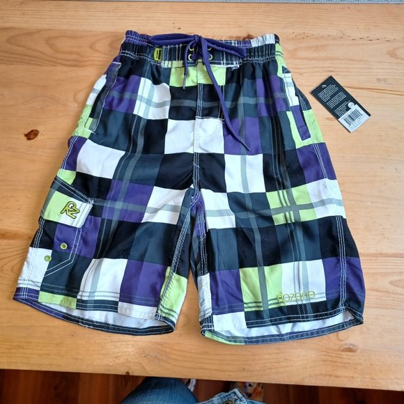 NEW! Rip zone Men’s Swim Trunks Purple/ Lime/ Black Checkered (3599 - Picture 1 of 9